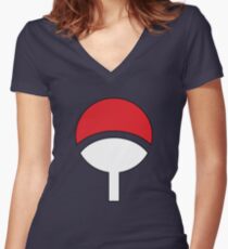 Uchiha Clan Symbol Hood Women's Fitted V-Neck T-Shirt