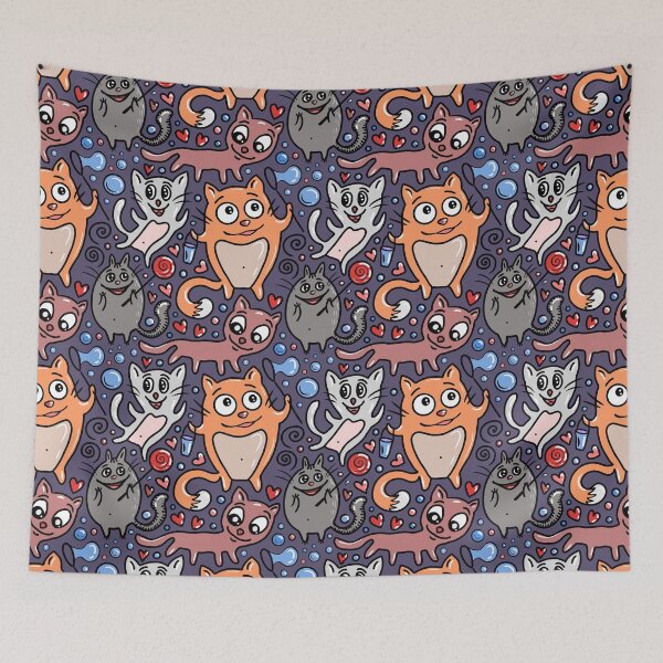 Item preview, pattern print whith funny cats designed and sold by NikaAstra.
