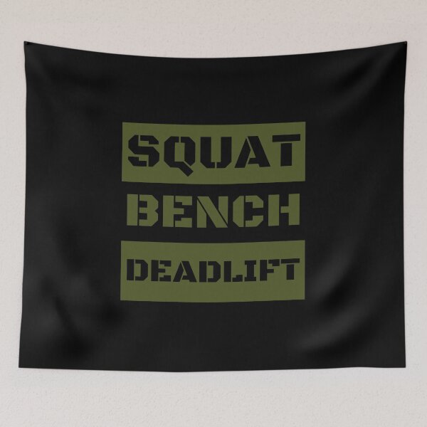 Item preview, SQUAT BENCH DEADLIFT Industrial Army Green designed and sold by HeavyLiftGift.