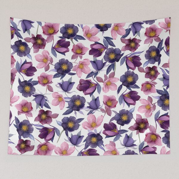 Item preview, Patrón de acuarela de flores de Hellebore púrpura y violeta designed and sold by CrossVersion.
