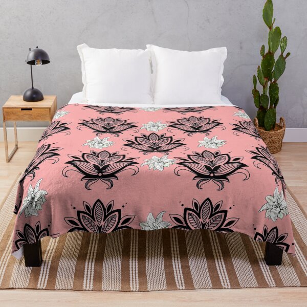 Item preview, Black and White Floral Design on Pink Background - Small Pattern designed and sold by mariagram17.