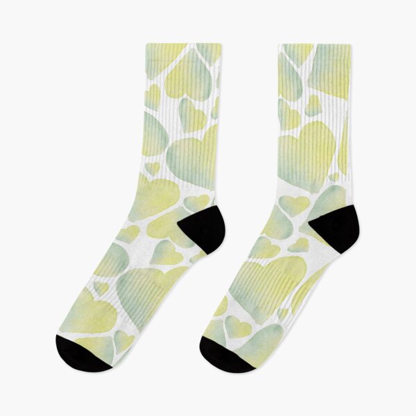 Item preview,  Yellow and green hearts on white backdrop.  Watercolor pattern with hearts. Bright hand-drawn romantic pri designed and sold by Canatic.