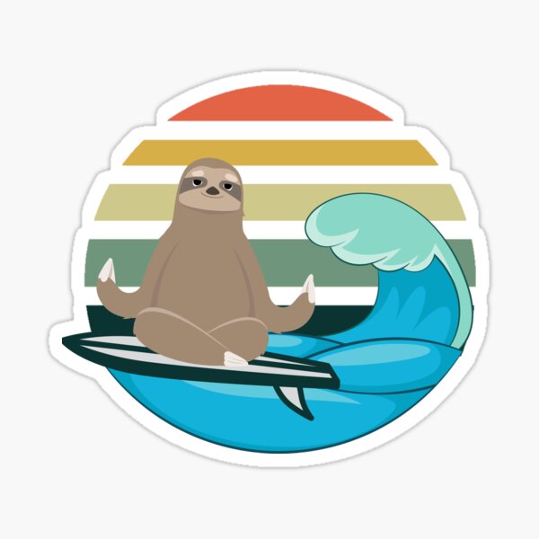 Surfer Sloth Sticker