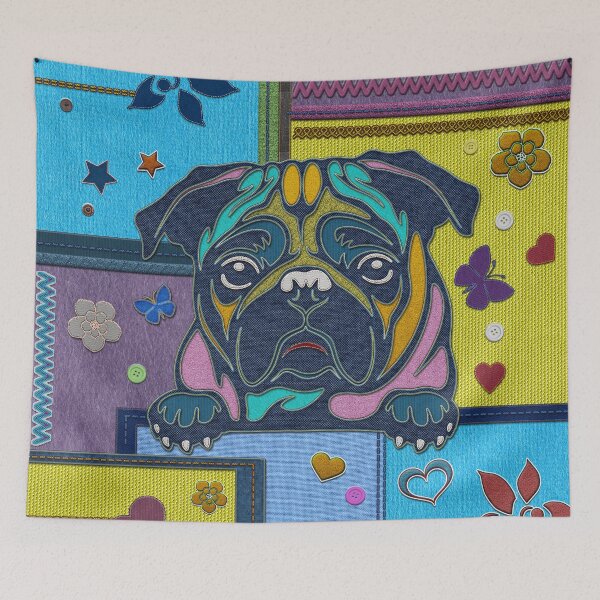 Item preview, Cute Pug Dog fabric Scrapbook style designed and sold by k9printart.