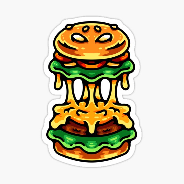 Monster Burger Sticker For Sale By Andhiikashop Redbubble