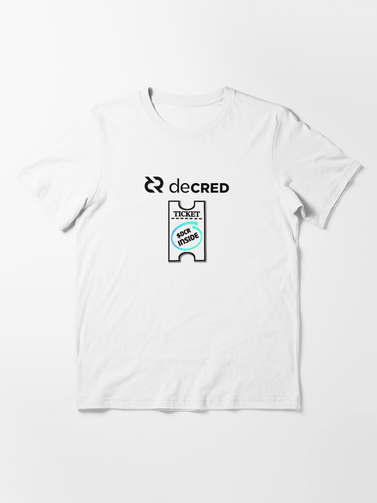 Alternate view of Decred ticket ™ v2 'Design timestamped by https://timestamp.decred.org/' Essential T-Shirt