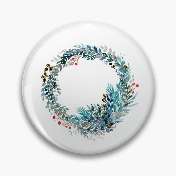 Item preview, Winter Wreath - Watercolor Leaves and Twigs Cool Colors designed and sold by AlicjaCurioseur.