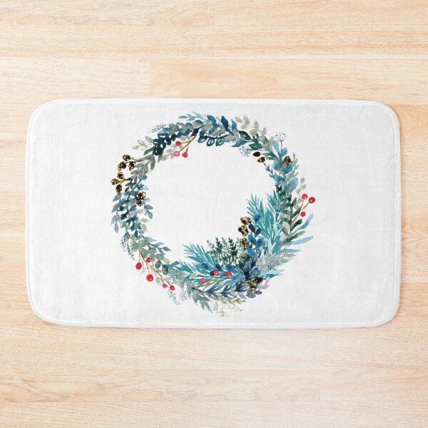 Item preview, Winter Wreath - Watercolor Leaves and Twigs Cool Colors designed and sold by AlicjaCurioseur.