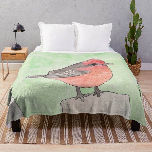 Item preview, Vermilion Flycatcher watercolor painting designed and sold by TheWaterBirds.