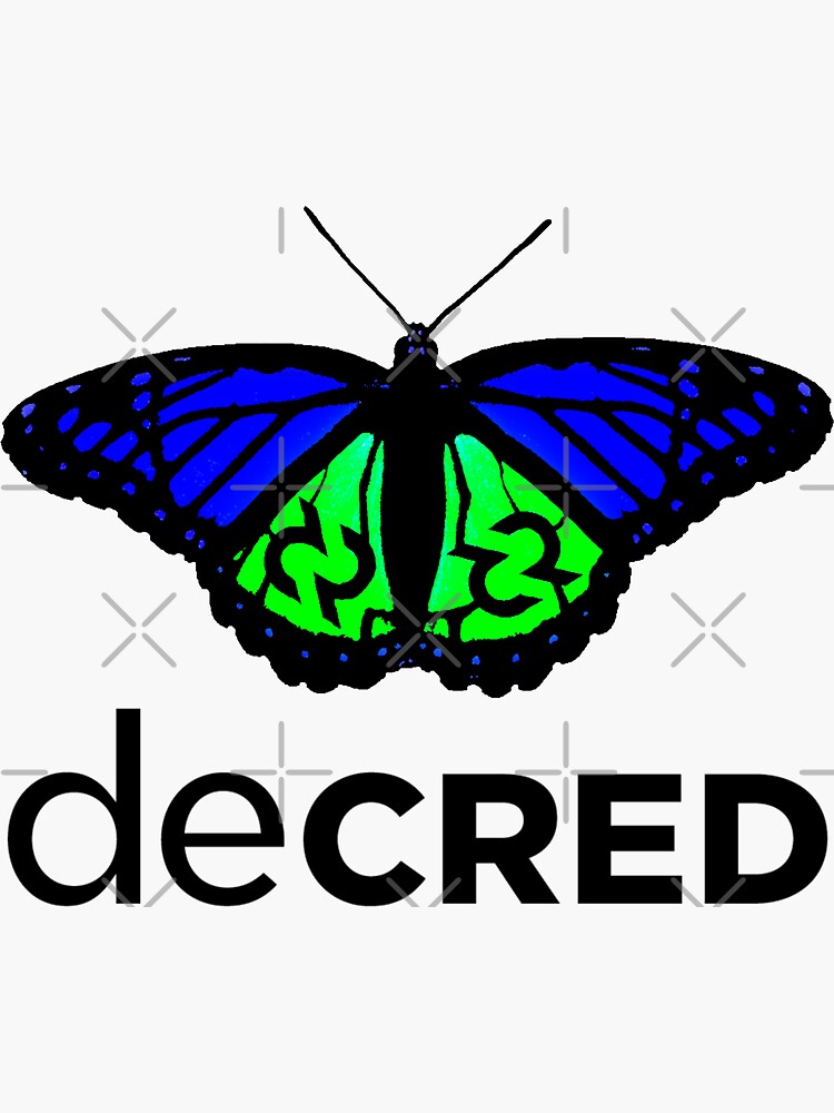 Thumbnail 3 of 3, Sticker, Decred evolved © v1 (Design timestamped by https://timestamp.decred.org/) designed and sold by OfficialCryptos.
