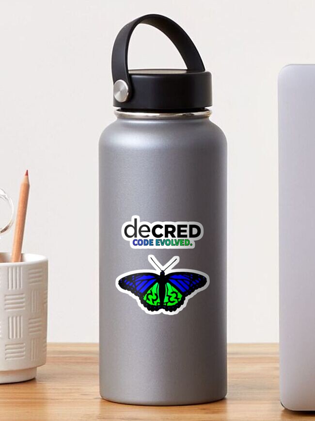 Thumbnail 1 of 3, Sticker, Decred evolved © v2 (Design timestamped by https://timestamp.decred.org/) designed and sold by OfficialCryptos.