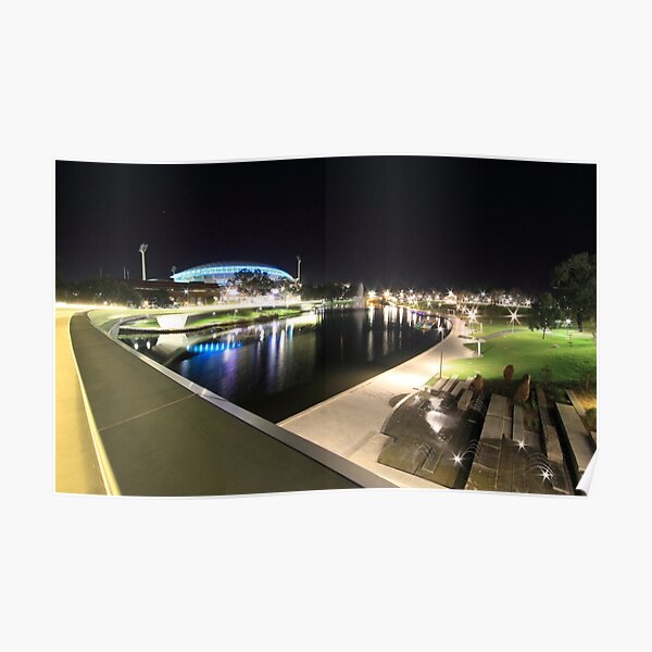 River Torrens, Riverbank Footbridge & Adelaide Oval Poster
