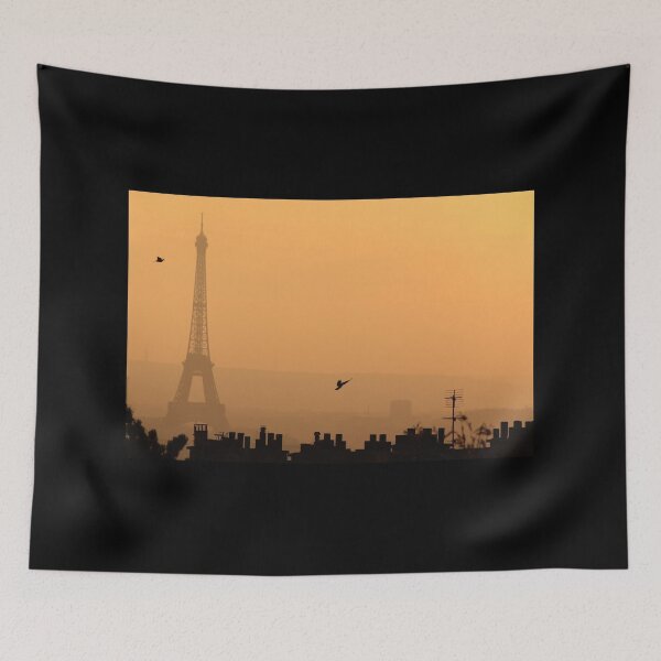 Item preview, Eiffel tower and Parisian roofs on autumn sunset designed and sold by Rrrainbow.