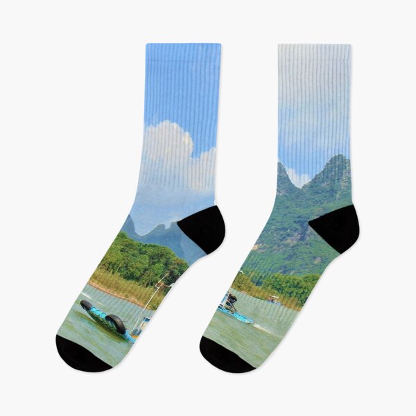 Item preview, Limestone Karst Hills with boat view in Guilin, China designed and sold by flyingracoon.