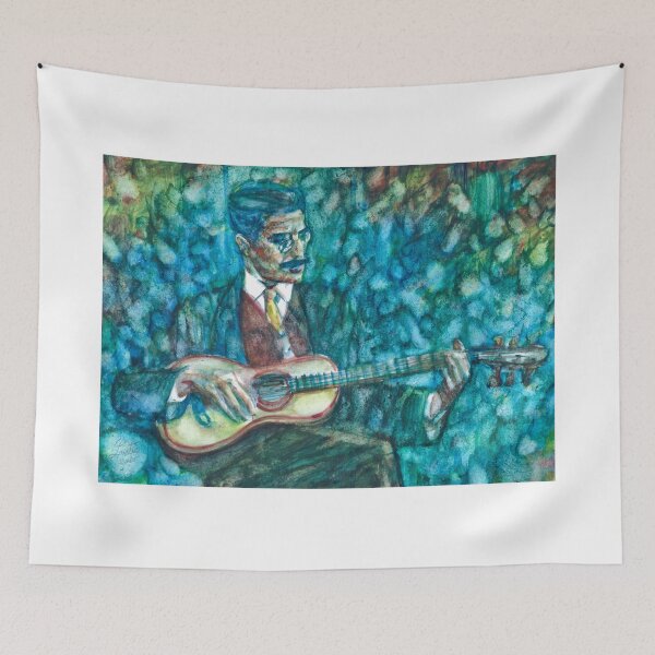 Item preview, JAMES JOYCE playing the guitar - watercolor portrait designed and sold by lautir.