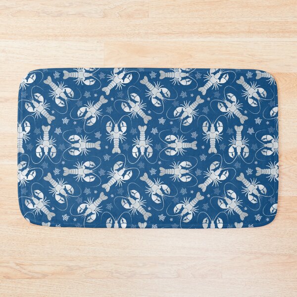 Item preview, lobster love silver on dark blue designed and sold by colorofmagic.
