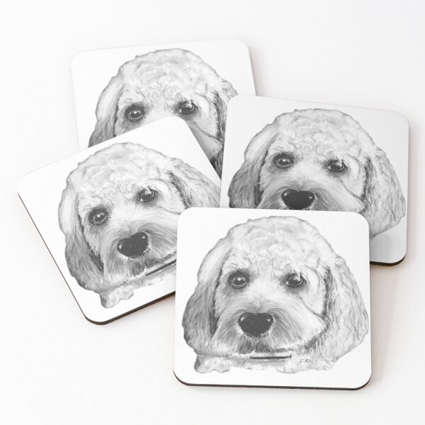 Item preview, Cavapoo dog, hand painted,  white pillows and accessories designed and sold by Jennifer Morcom.