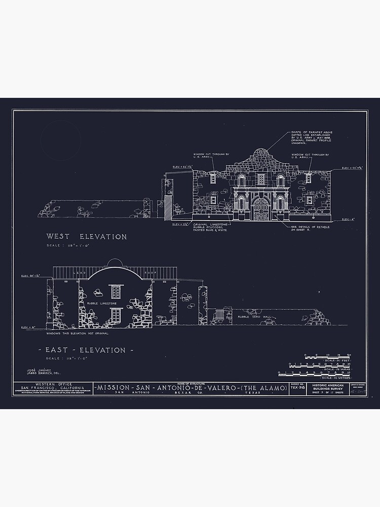 "Vintage Alamo Architectural Blueprints" Poster for Sale by pdgraphics