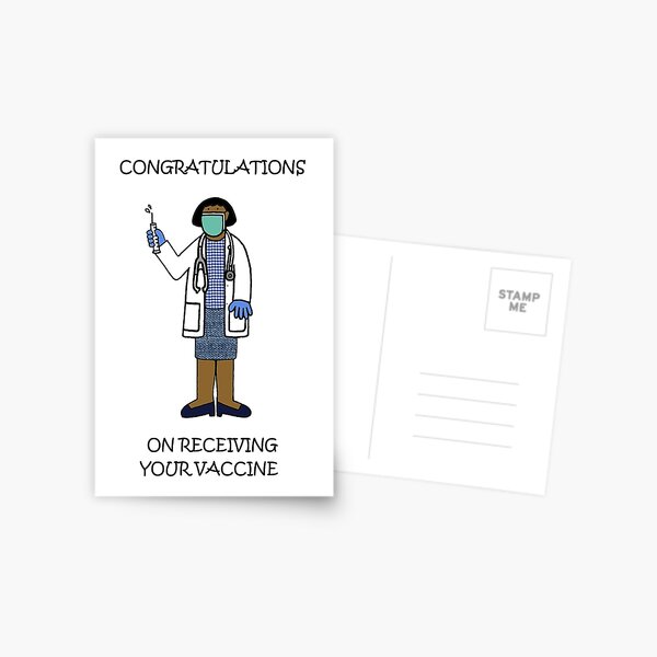 Postal «Felicitaciones por recibir su vacuna médico afroamericano» de
