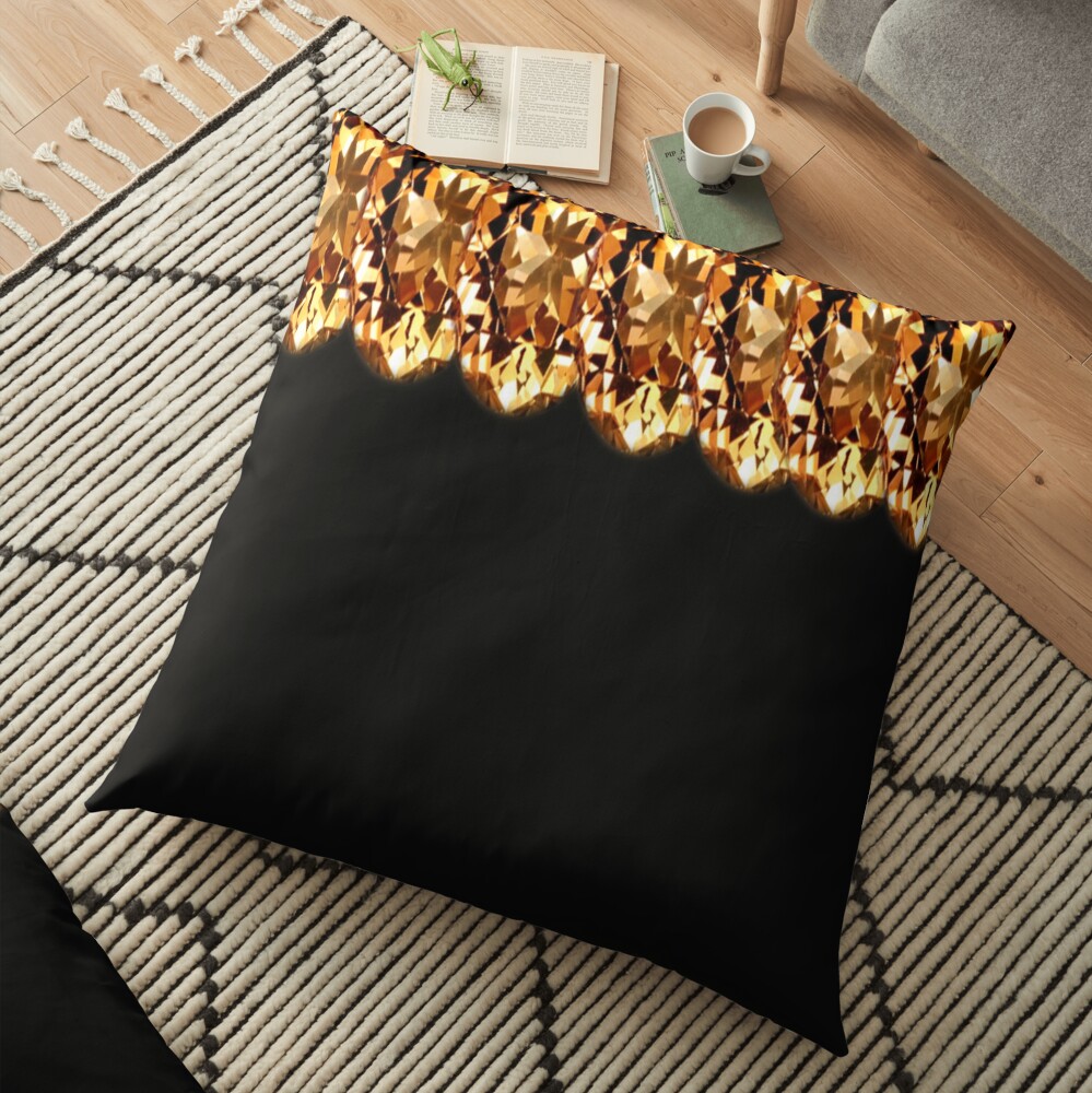 Gorgeous-Gold top design and black print Floor Pillow