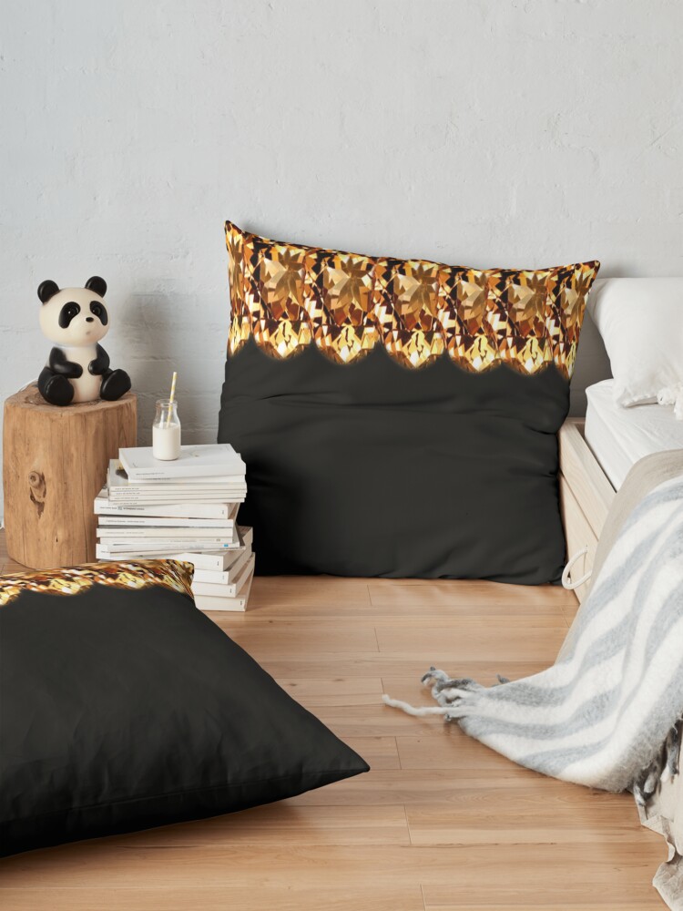 Alternate view of Gorgeous-Gold top design and black print Floor Pillow