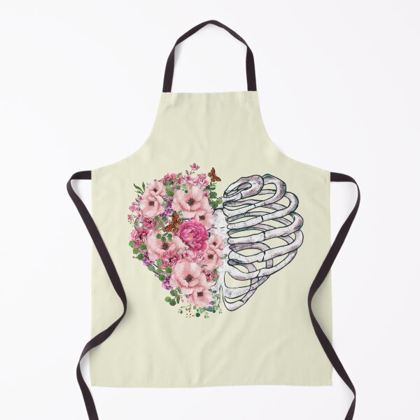 Item preview, Rib cage heart shape and pink roses, rib cage, anatomy heart, skeleton ribs designed and sold by Collagedream.
