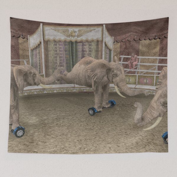 Item preview, Elephants On Hoverboard designed and sold by Mythos57.