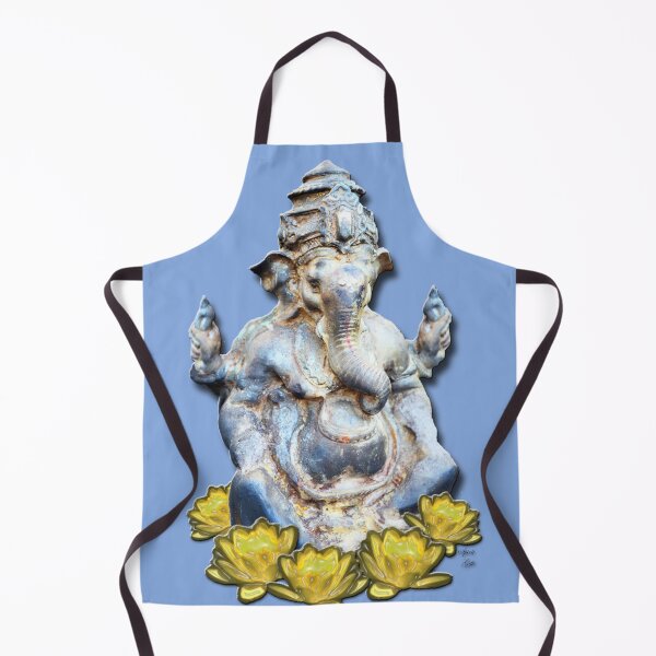 Item preview, Shri Ganesha The Lord of Success Yellow Lotus Light Blue designed and sold by SpiritGifts.