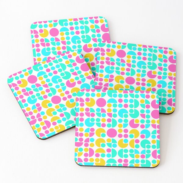 Item preview, Geometric shapes in bright neon color palette in repeated asymmetrical pattern designed and sold by acidmit.