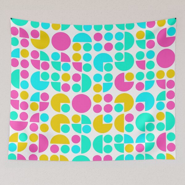 Item preview, Geometric shapes in bright neon color palette in repeated asymmetrical pattern designed and sold by acidmit.