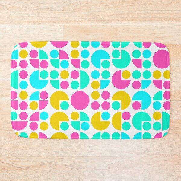 Item preview, Geometric shapes in bright neon color palette in repeated asymmetrical pattern designed and sold by acidmit.