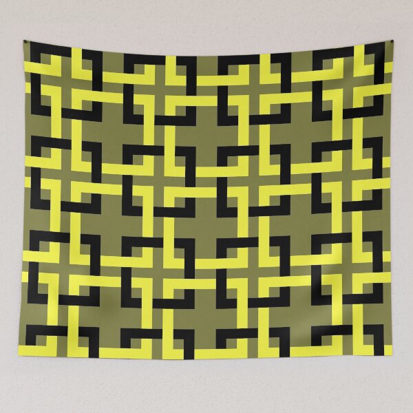 Item preview, Woven Squares mosaic olive and yellow  designed and sold by aapshop.