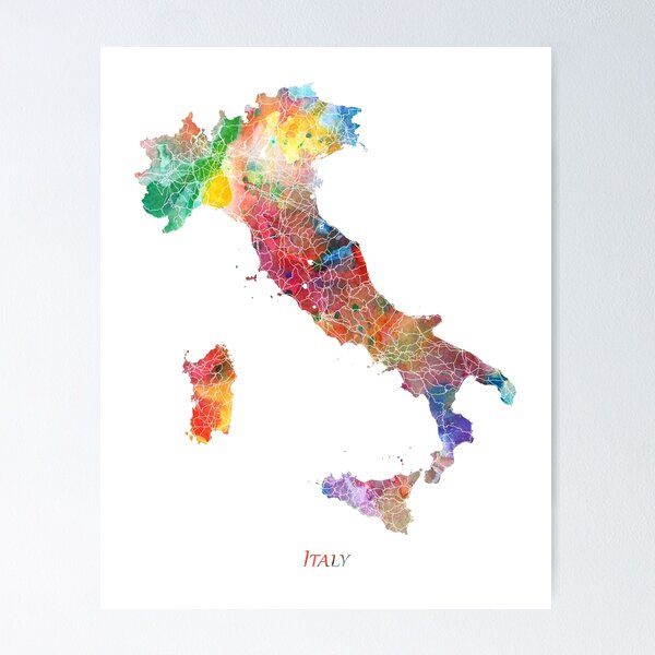 Item preview, Italy Map Watercolor by Zouzounio Art designed and sold by zouzounioart.