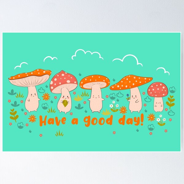 Item preview, Pattern with kawaii fly agarics designed and sold by burbura.