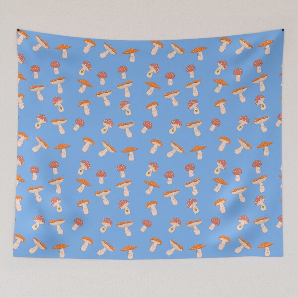 Item preview, Pattern with kawaii fly agarics designed and sold by burbura.