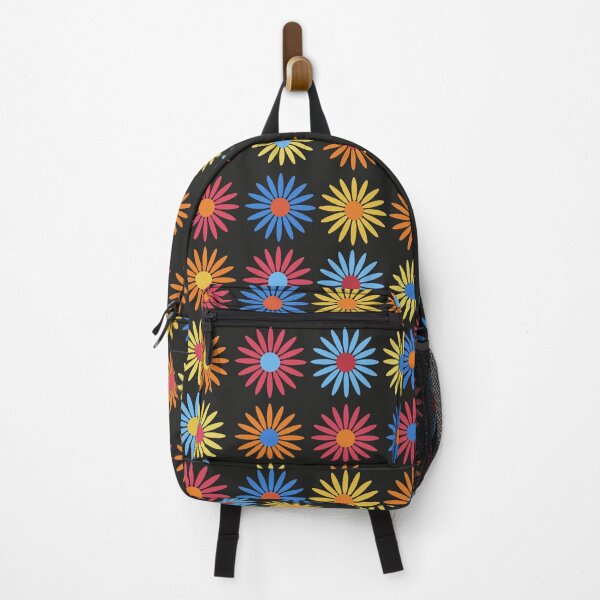Item preview, Vector seamless patterns with colorful flowers on black background. designed and sold by linagaiaart.