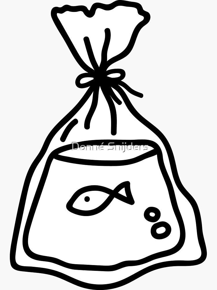 "Fish in a bag" Sticker by Jussadude Redbubble