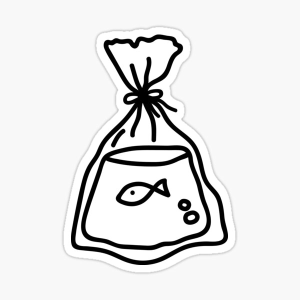"Fish in a bag" Sticker by Jussadude Redbubble