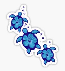 Blue Honu Hibiscus Turtles Sticker