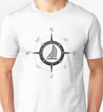 Sailboat And Compass Rose Unisex T-Shirt