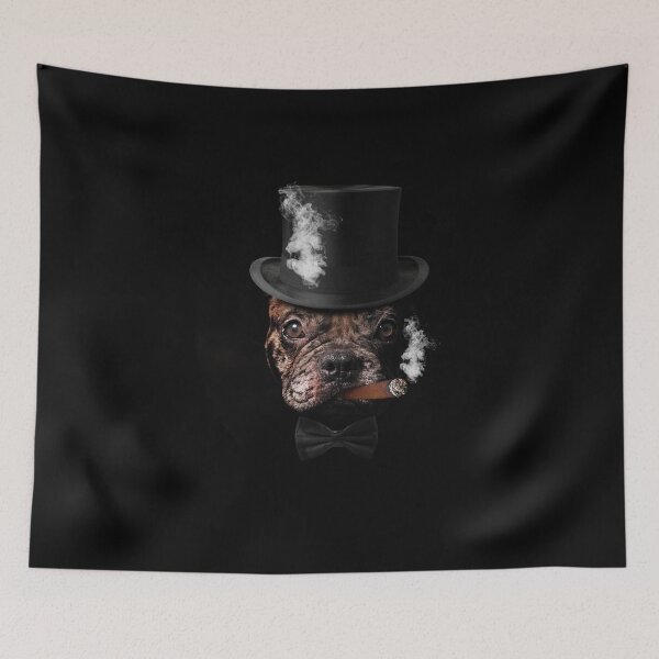 Item preview, French Bull Dog smoking a cigar and wearing a hat - Custom portrait on demand! designed and sold by PimpMyPet.