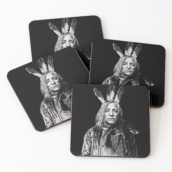 Item preview, Patti Smith as Native Red American Indian with Feather Headdress Black & White designed and sold by KALEIDOSCOPE UK.
