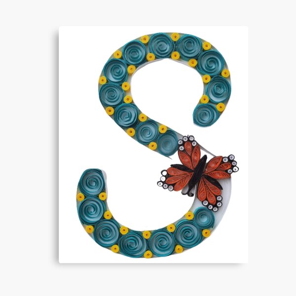 Paper Quilling S Monogram With Butterfly Canvas Print