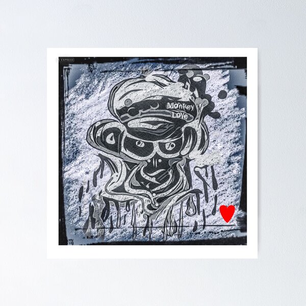 Item preview, monkey love heartbeat designed and sold by vibeno1.