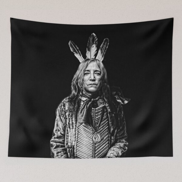 Item preview, Patti Smith as Native Red American Indian with Feather Headdress Black & White designed and sold by KALEIDOSCOPE UK.