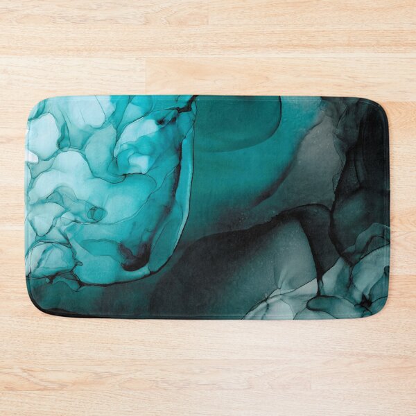 Item preview, Black Turquoise Abstract 521 Alcohol Ink Painting by Herzart designed and sold by herzart.