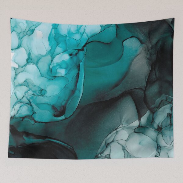 Item preview, Black Turquoise Abstract 521 Alcohol Ink Painting by Herzart designed and sold by herzart.