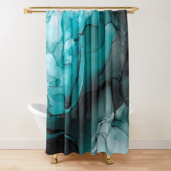 Item preview, Black Turquoise Abstract 521 Alcohol Ink Painting by Herzart designed and sold by herzart.