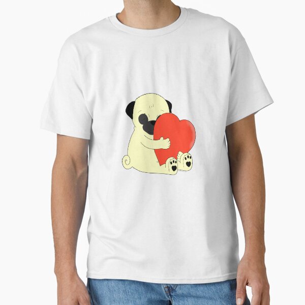 Vista previa del artículo con la obra «Abrazos de pug», diseñado y vendido por HumphreythePug.