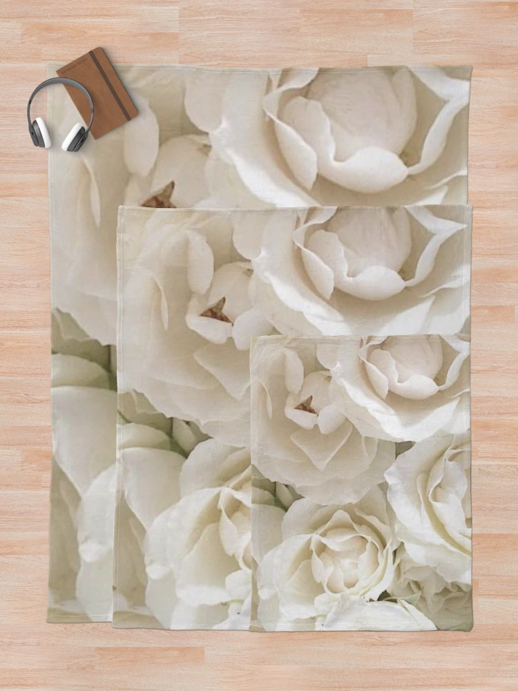 Thumbnail 5 of 6, Throw Blanket, White Roses designed and sold by KookDesignZ.